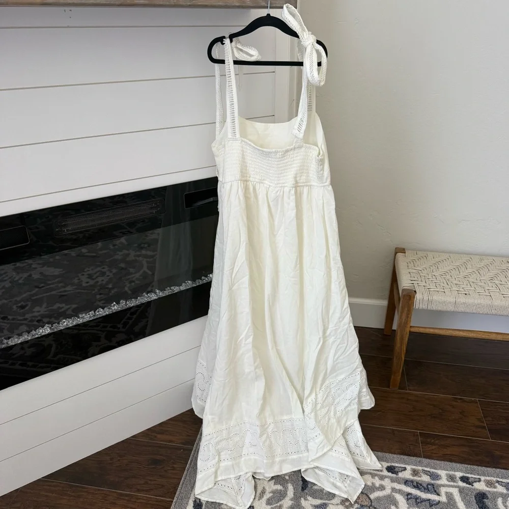 Moon River Shoulder Tie Midi Dress White - Picture 5 of 5